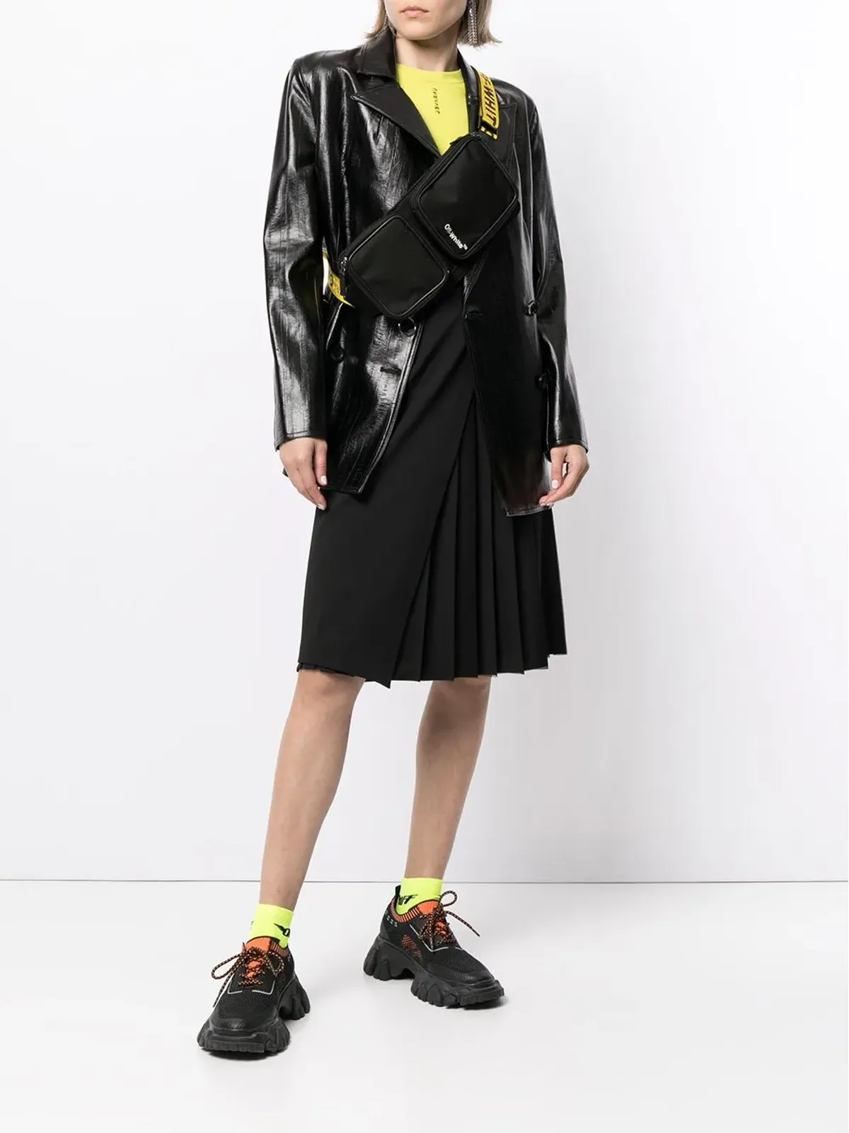Off-White ロゴテープディテール プリーツスカート - 画像2