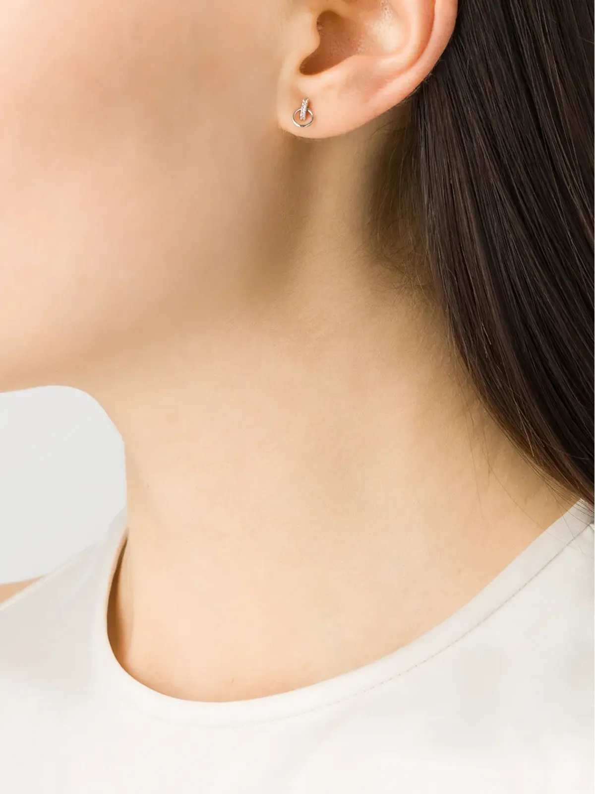 Maria Black 14Kホワイトゴールド Lila ダイヤモンド フープスタッド ピアス - 画像2
