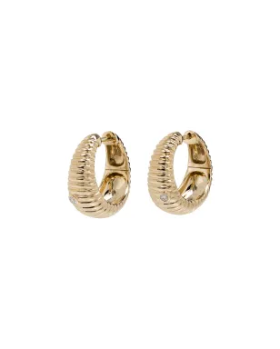 Yvonne Léon 9kt yellow gold ridged diamond hoop earrings - サムネイル1