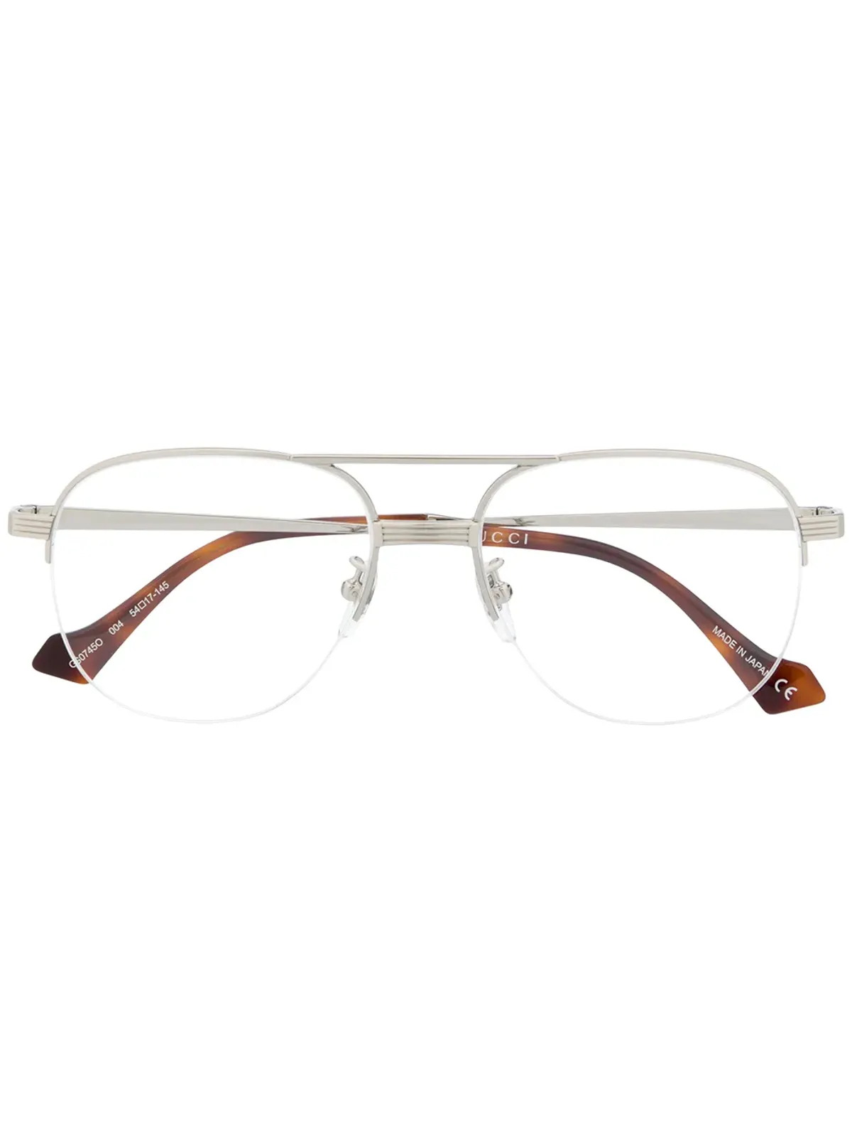 Gucci Eyewear ダブルブリッジ パイロットフレームメガネ - 画像1