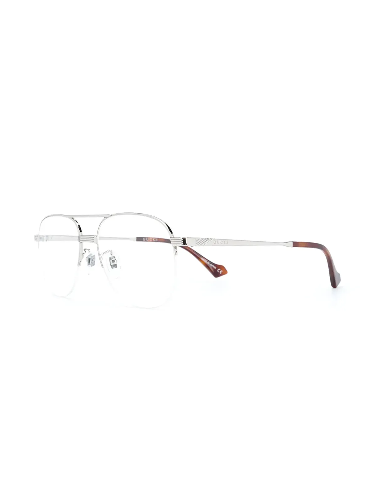 Gucci Eyewear ダブルブリッジ パイロットフレームメガネ - 画像2