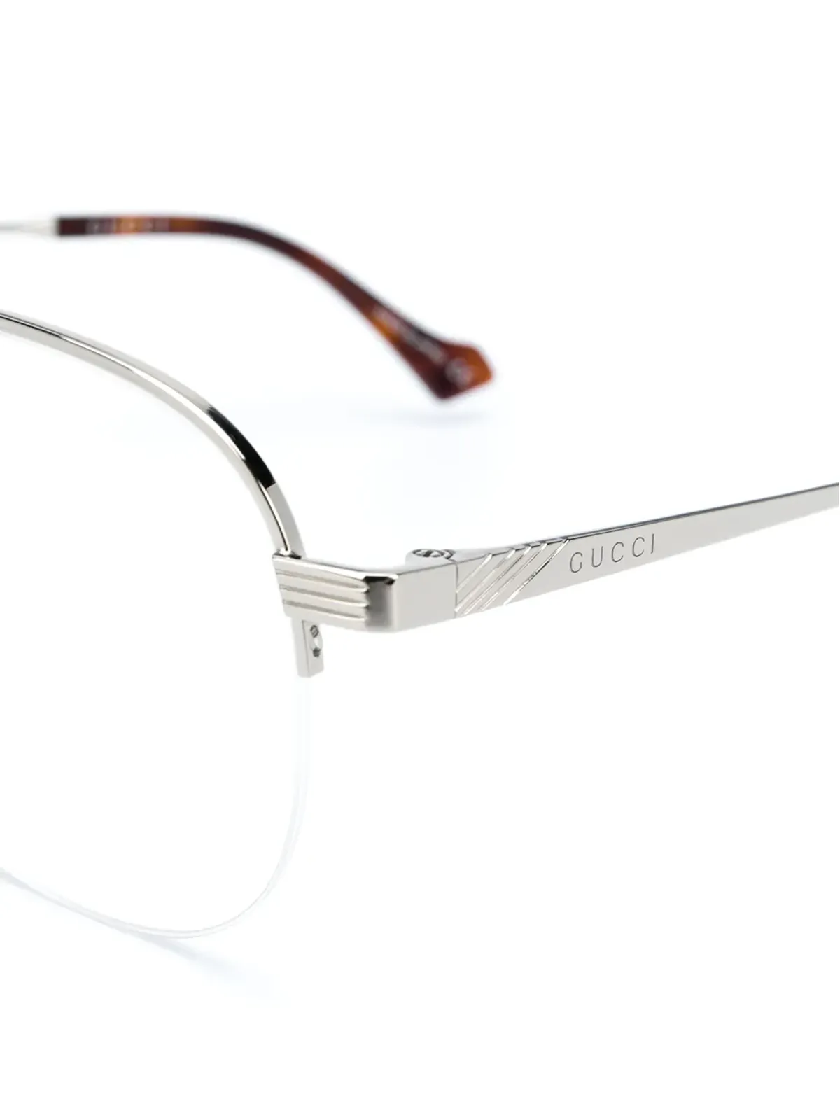Gucci Eyewear ダブルブリッジ パイロットフレームメガネ - 画像3
