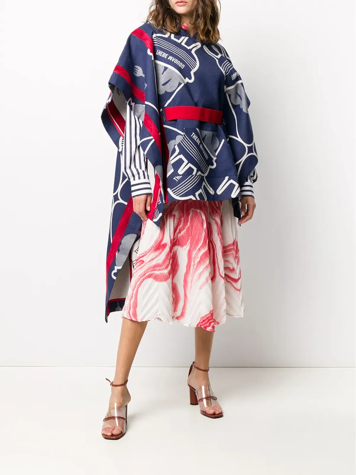 Thebe Magugu Basothoプリントケープ ブルー - 画像2