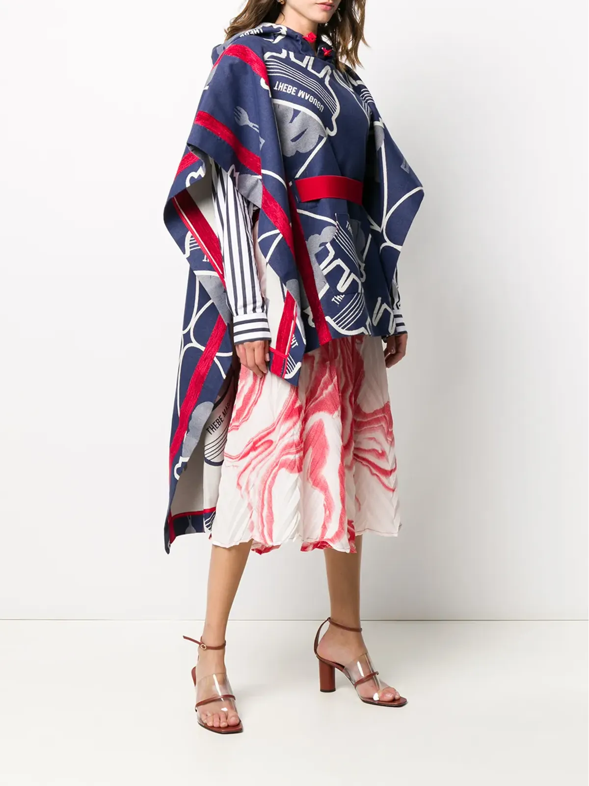 Thebe Magugu Basothoプリントケープ ブルー - 画像3