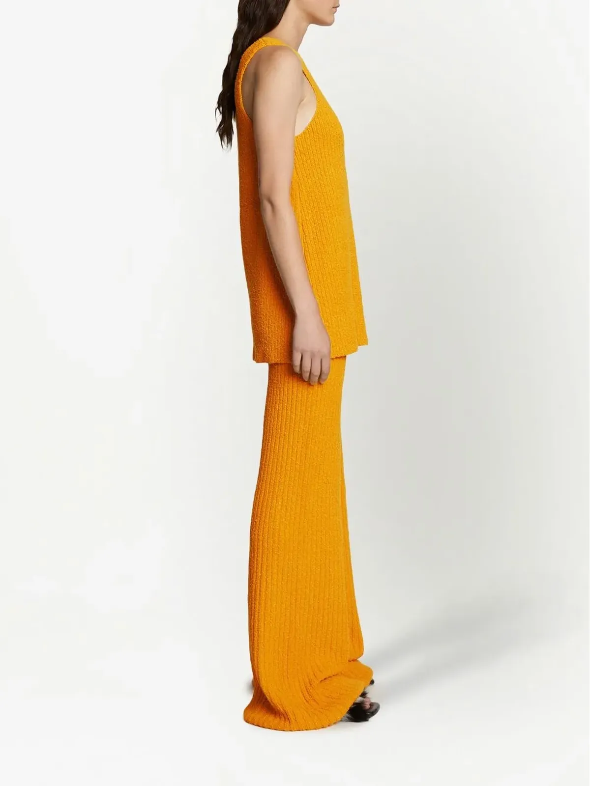Proenza Schouler メランジブークレ編みニットタンクトップ（イエロー） - 画像3