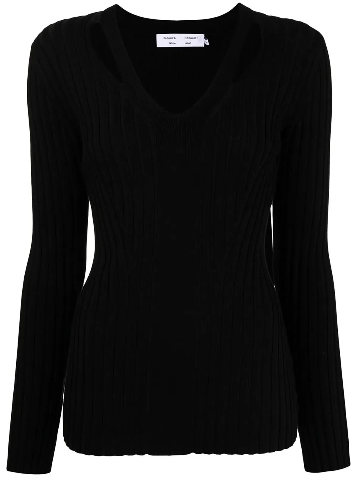 Proenza Schouler White Label メリノリブ編みVネックジャンパー - 画像1