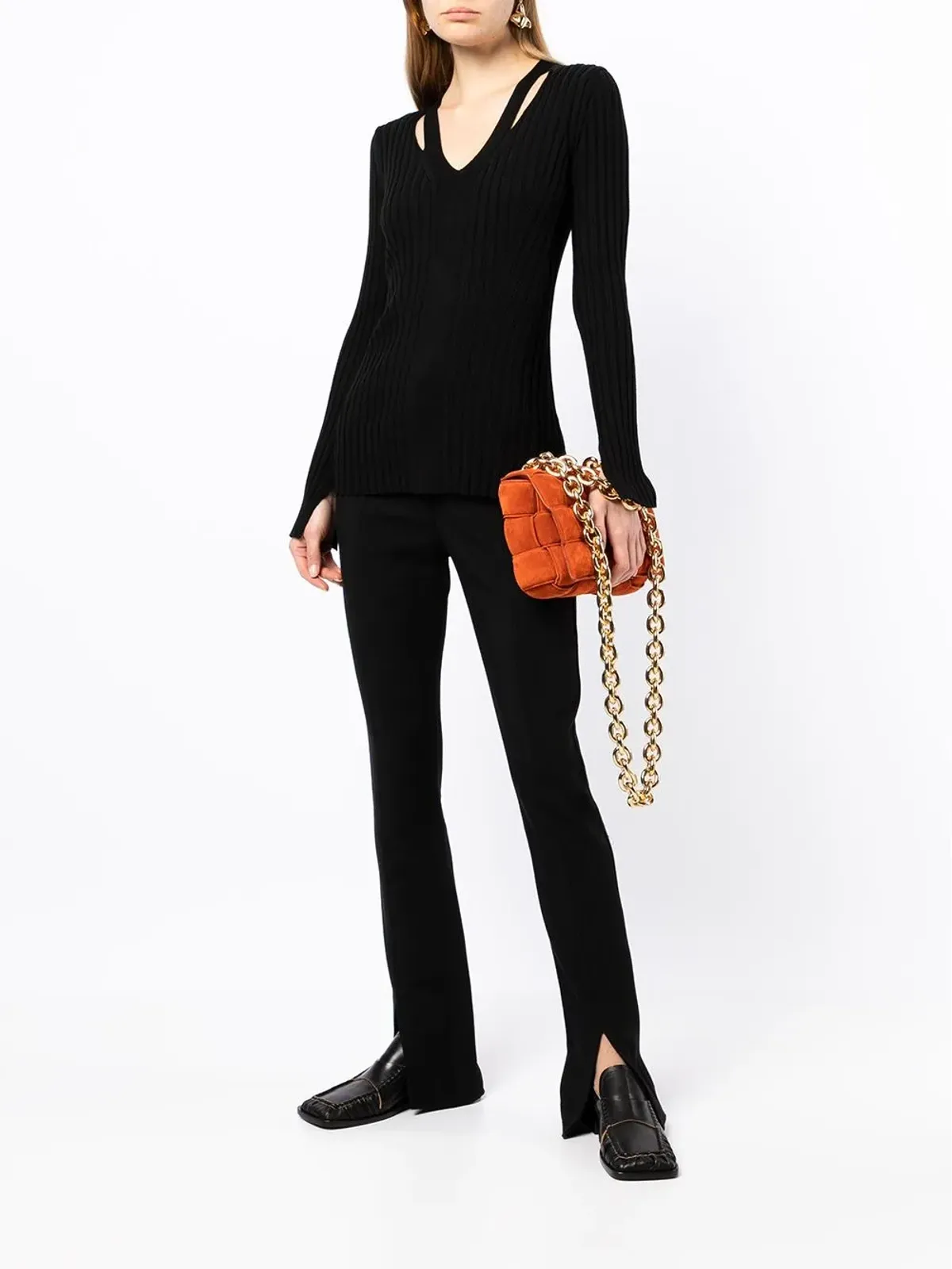 Proenza Schouler White Label メリノリブ編みVネックジャンパー - 画像2