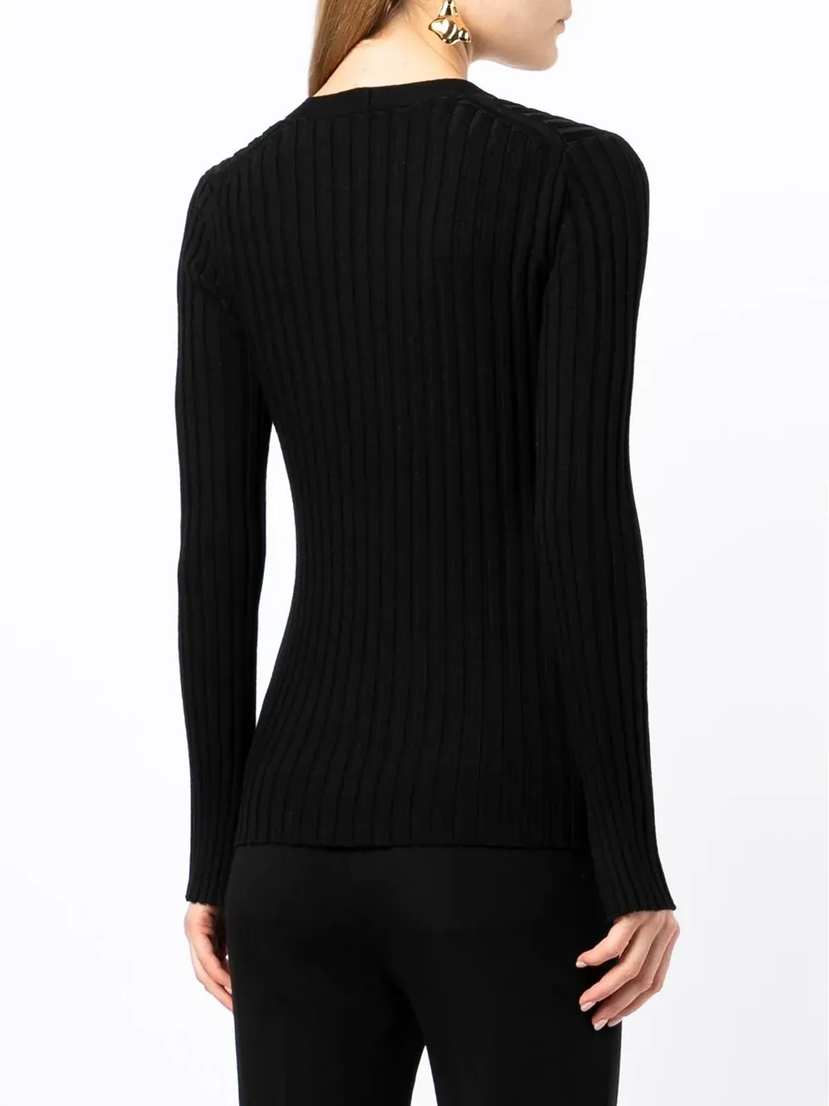 Proenza Schouler White Label メリノリブ編みVネックジャンパー - 画像4