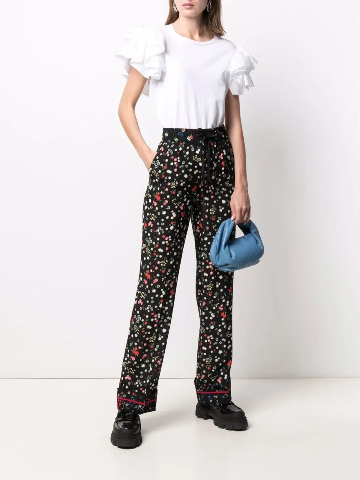RED Valentino 花柄プリント ウエストゴムパンツ - 画像2