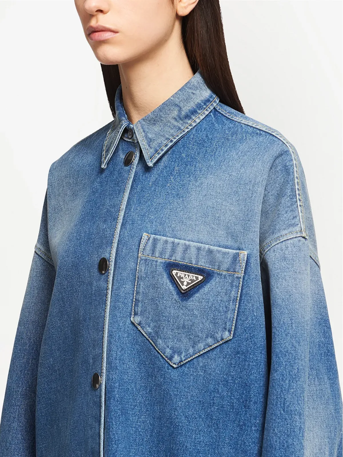 Prada triangle-logo デニムシャツ - 画像5
