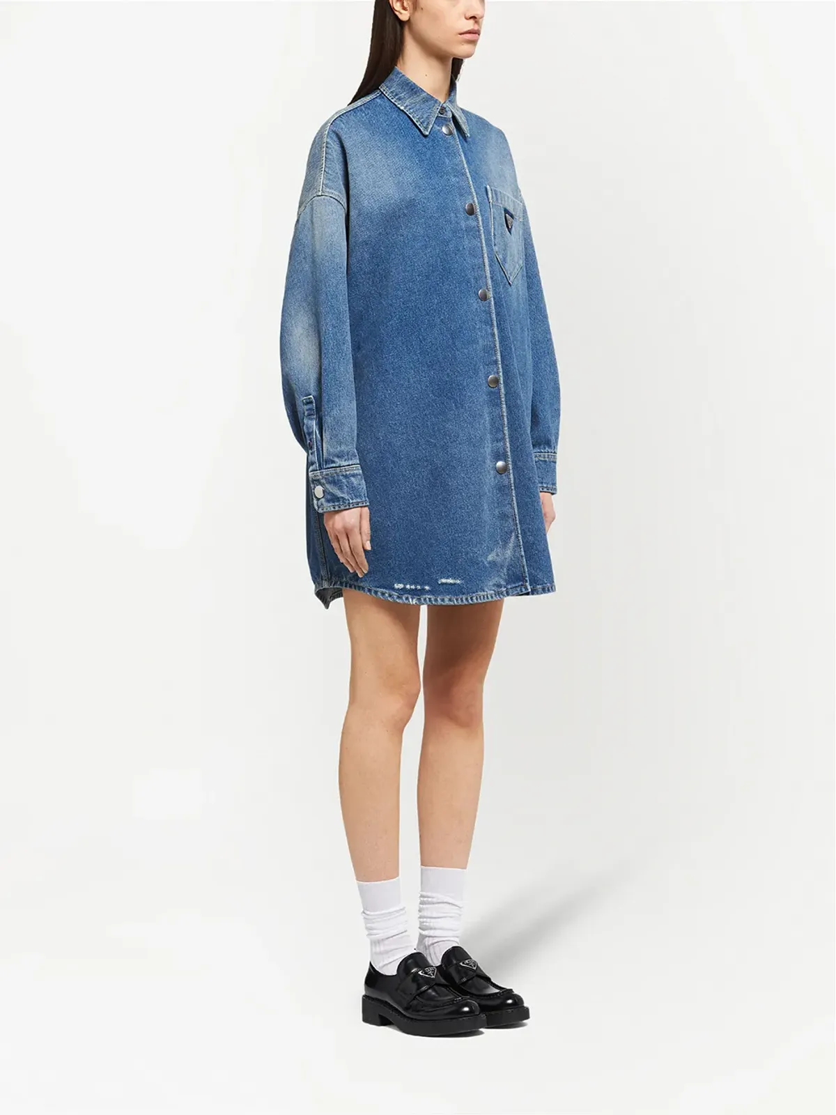 Prada triangle-logo デニムシャツ - 画像3