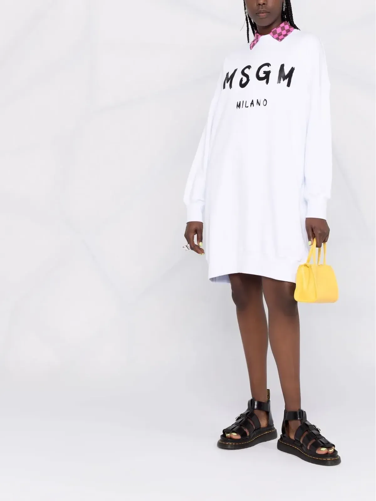 MSGM ロゴプリント コットン ジャンパードレス - 画像2