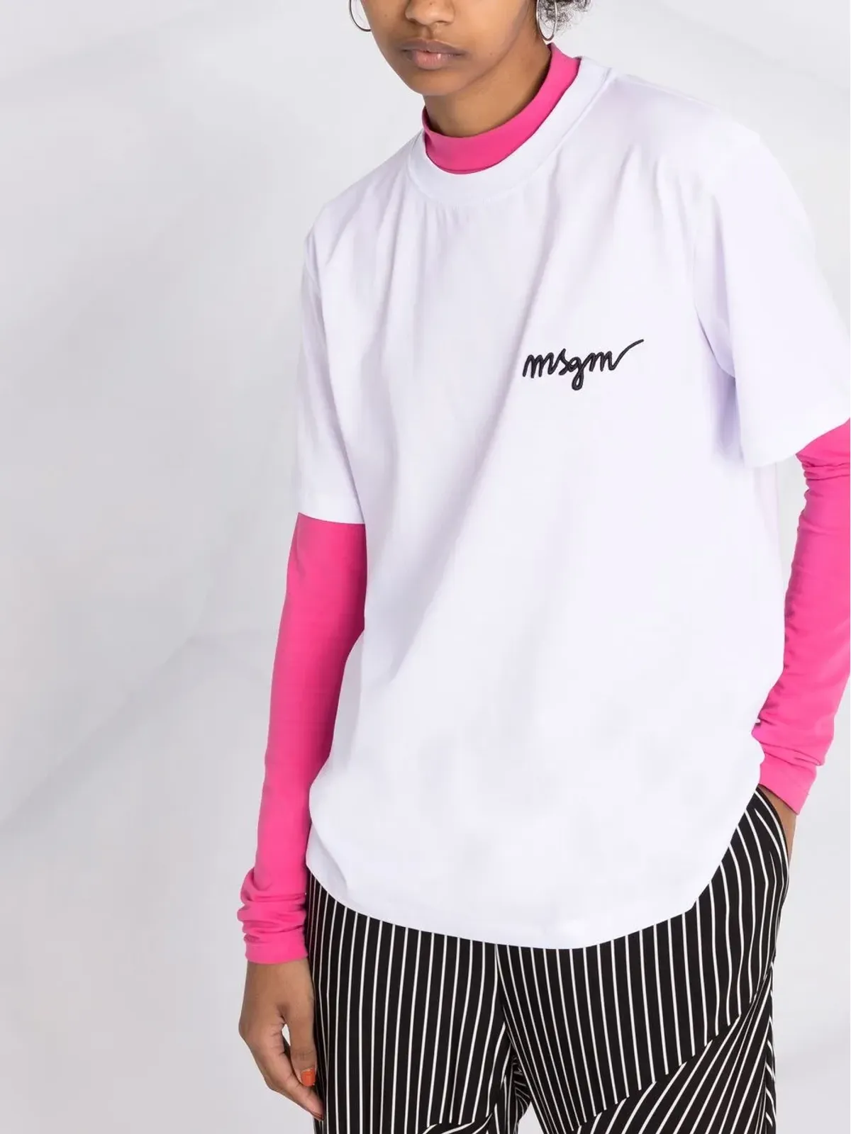 MSGM チェストロゴ クルーネック Tシャツ - 画像5