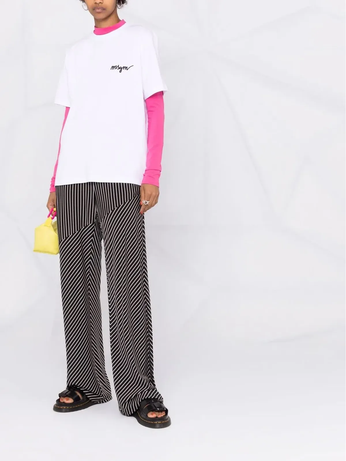 MSGM チェストロゴ クルーネック Tシャツ - 画像2