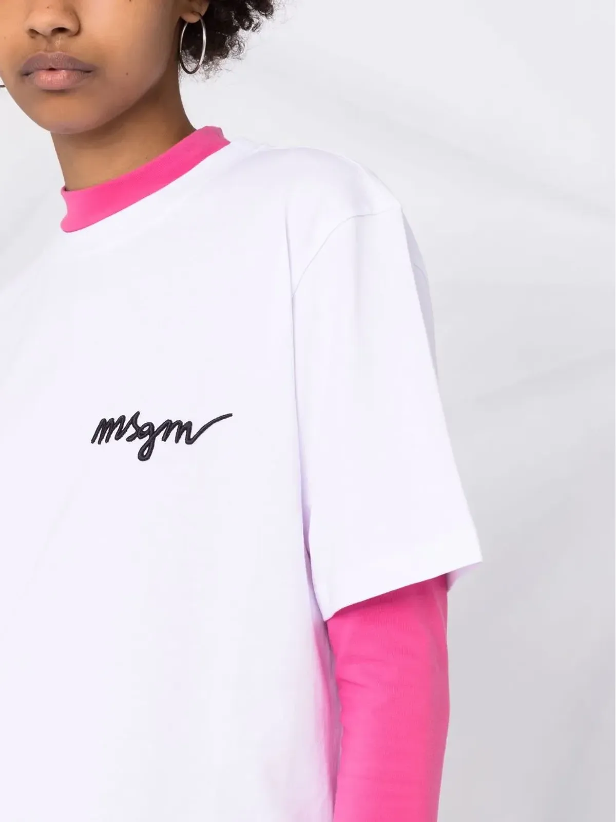 MSGM チェストロゴ クルーネック Tシャツ - 画像3
