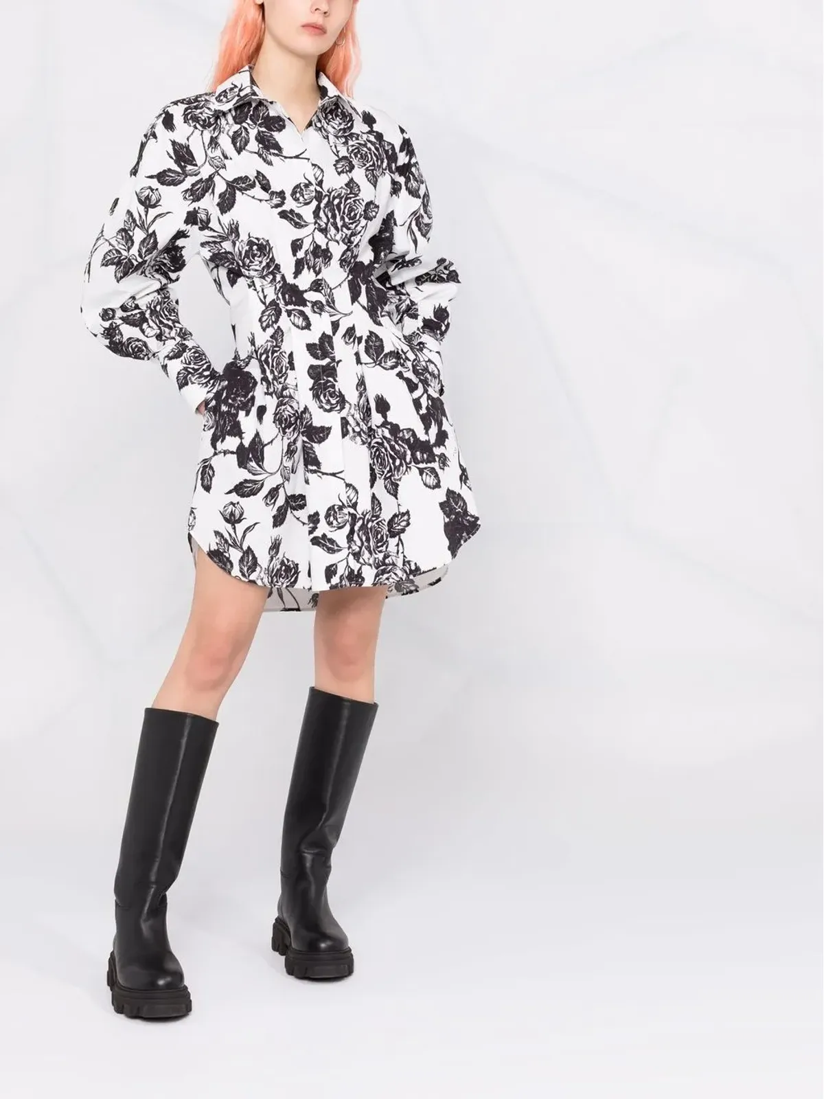 MSGM 花柄シフトシャツドレス - 画像2