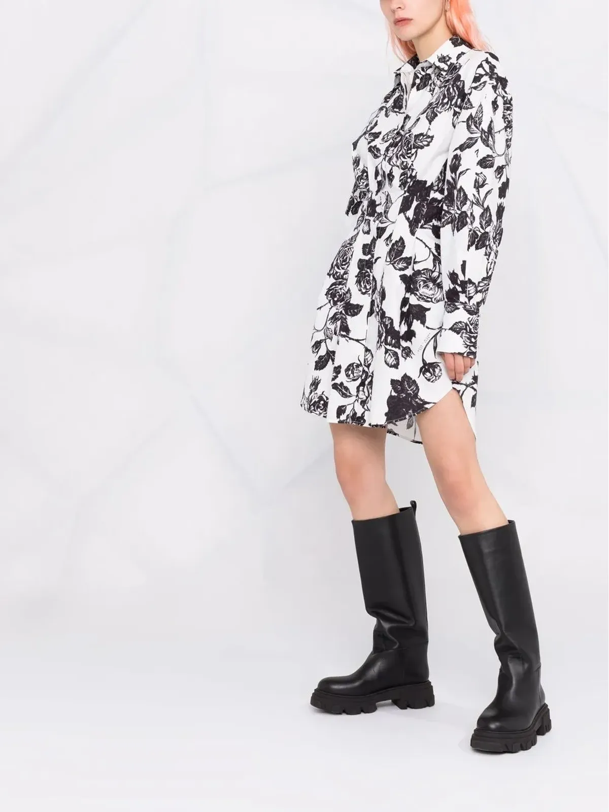 MSGM 花柄シフトシャツドレス - 画像4