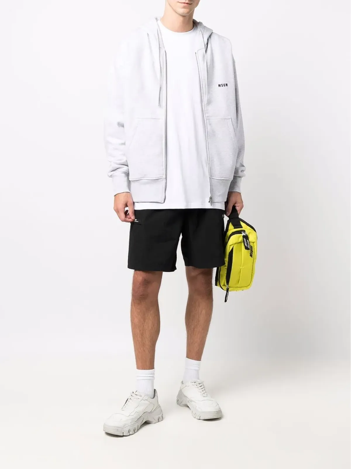 MSGM ロゴプリント ドローストリングフーディ - 画像2