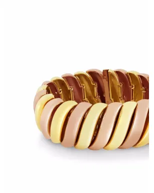Pragnell Vintage 14kt イエローゴールドとローズゴールド コンテンポラリーS字リンク ブレスレット - サムネイル3