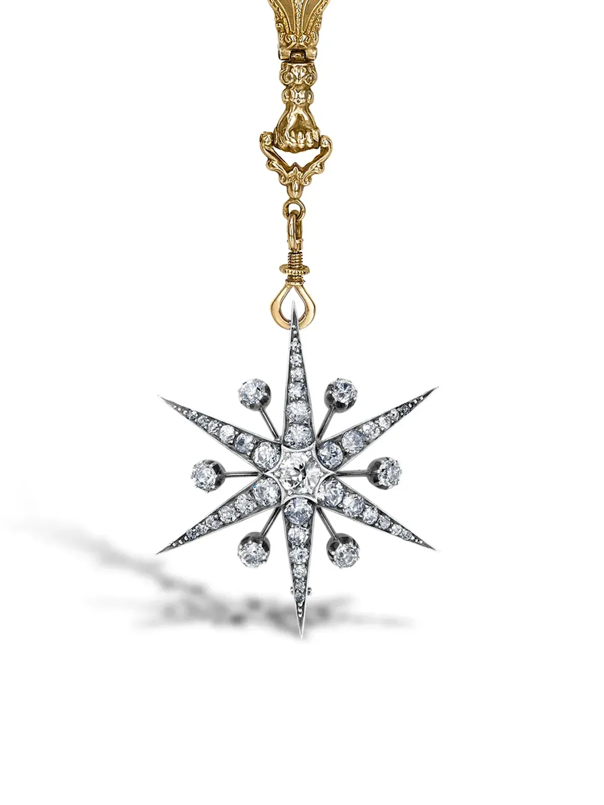 Pragnell Vintage 1837-1901 18kt イエローゴールド ヴィクトリアン スター ロング ペンダント ダイヤモンド ネックレス - 画像2