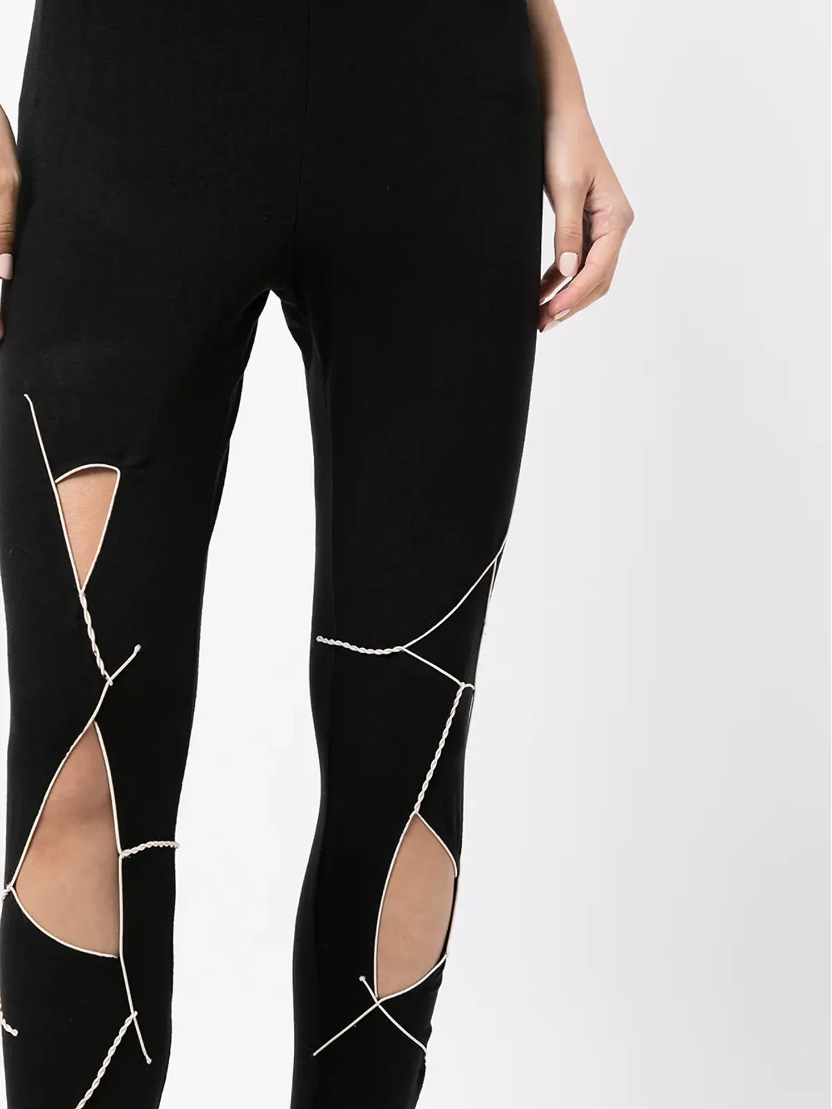 Yohji Yamamoto ロゴウェストカットアウトレギンス - 画像5