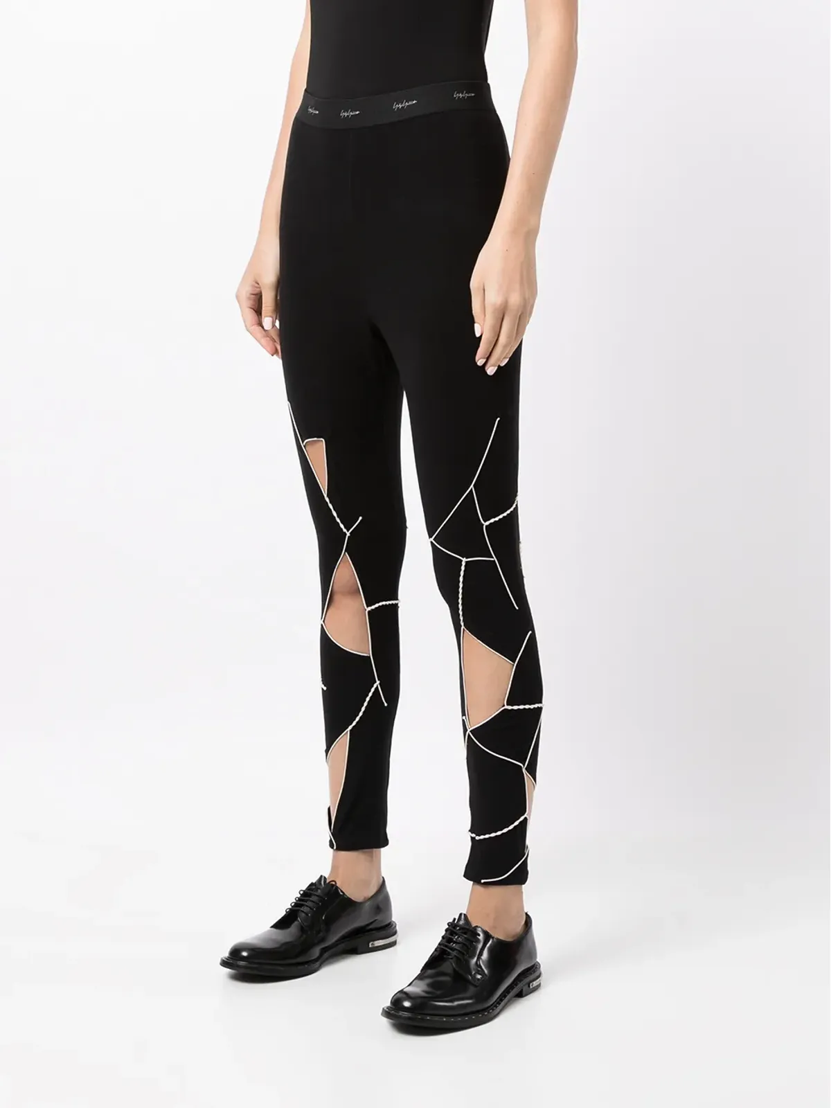 Yohji Yamamoto ロゴウェストカットアウトレギンス - 画像3