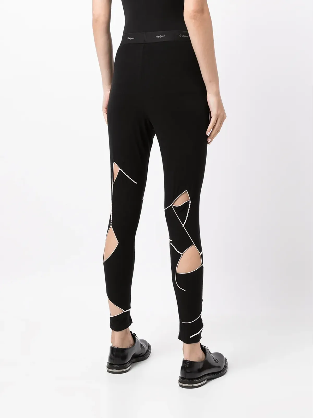 Yohji Yamamoto ロゴウェストカットアウトレギンス - 画像4