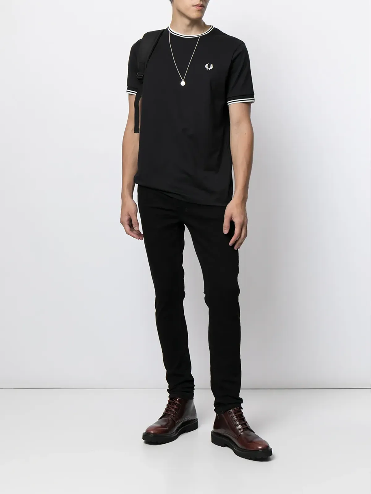 Fred Perry ロゴ刺繍コットンTシャツ - 画像2