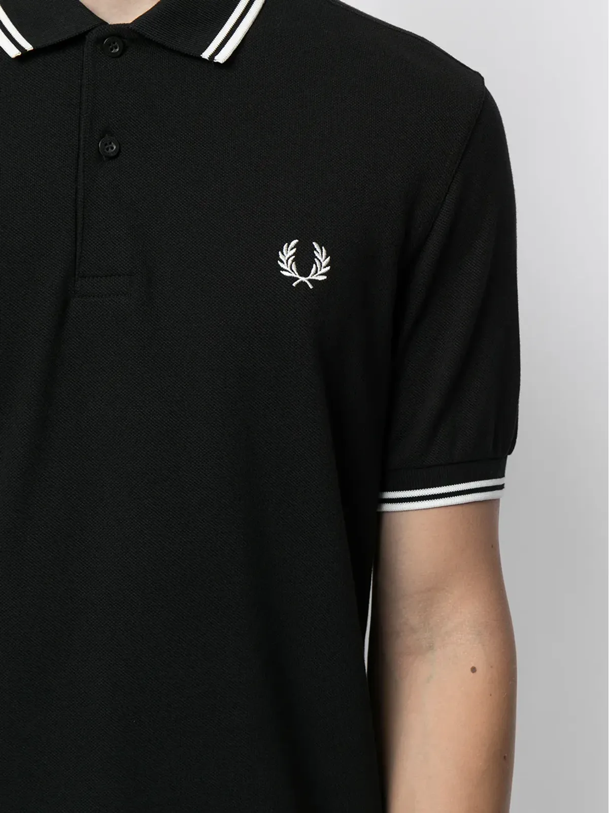 Fred Perry ツインティップド コットン ポロシャツ ブラック - 画像5