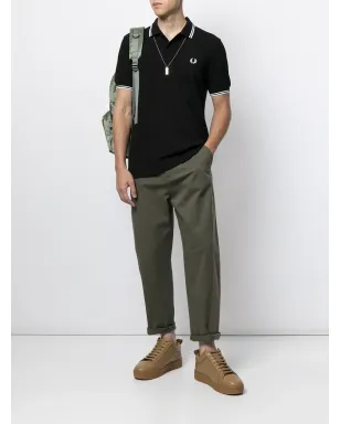 Fred Perry ツインティップド コットン ポロシャツ ブラック - サムネイル2