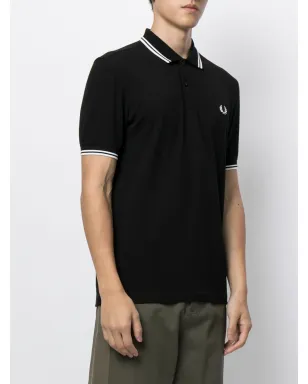 Fred Perry ツインティップド コットン ポロシャツ ブラック - サムネイル3