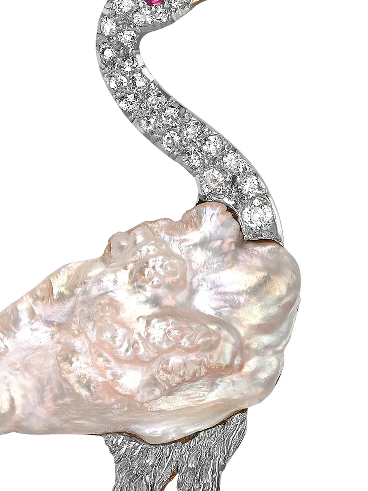 Pragnell Vintage エドワーディアン パール＆ダイヤモンド オーストリッチ ブローチ 18K イエローゴールド - Silver - 画像2