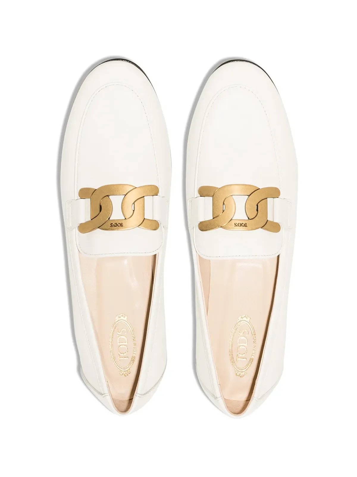 Tod's Kate ゴールドチェーン レザー ローファー（ホワイト） - 画像4