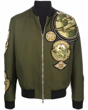 Balmain マルチバッジ パイロットジャケット グリーン - サムネイル1