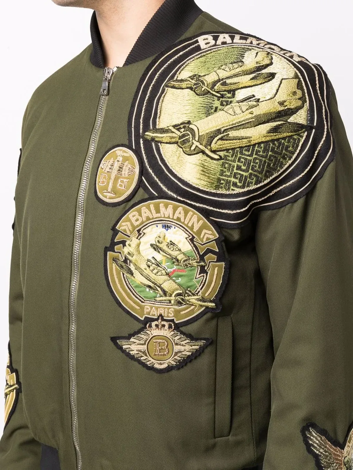 Balmain マルチバッジ パイロットジャケット グリーン - 画像5