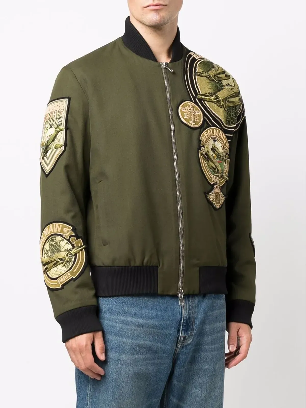 Balmain マルチバッジ パイロットジャケット グリーン - 画像3