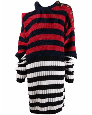 Balmain リブ編みストライプ柄ミニドレス - サムネイル1
