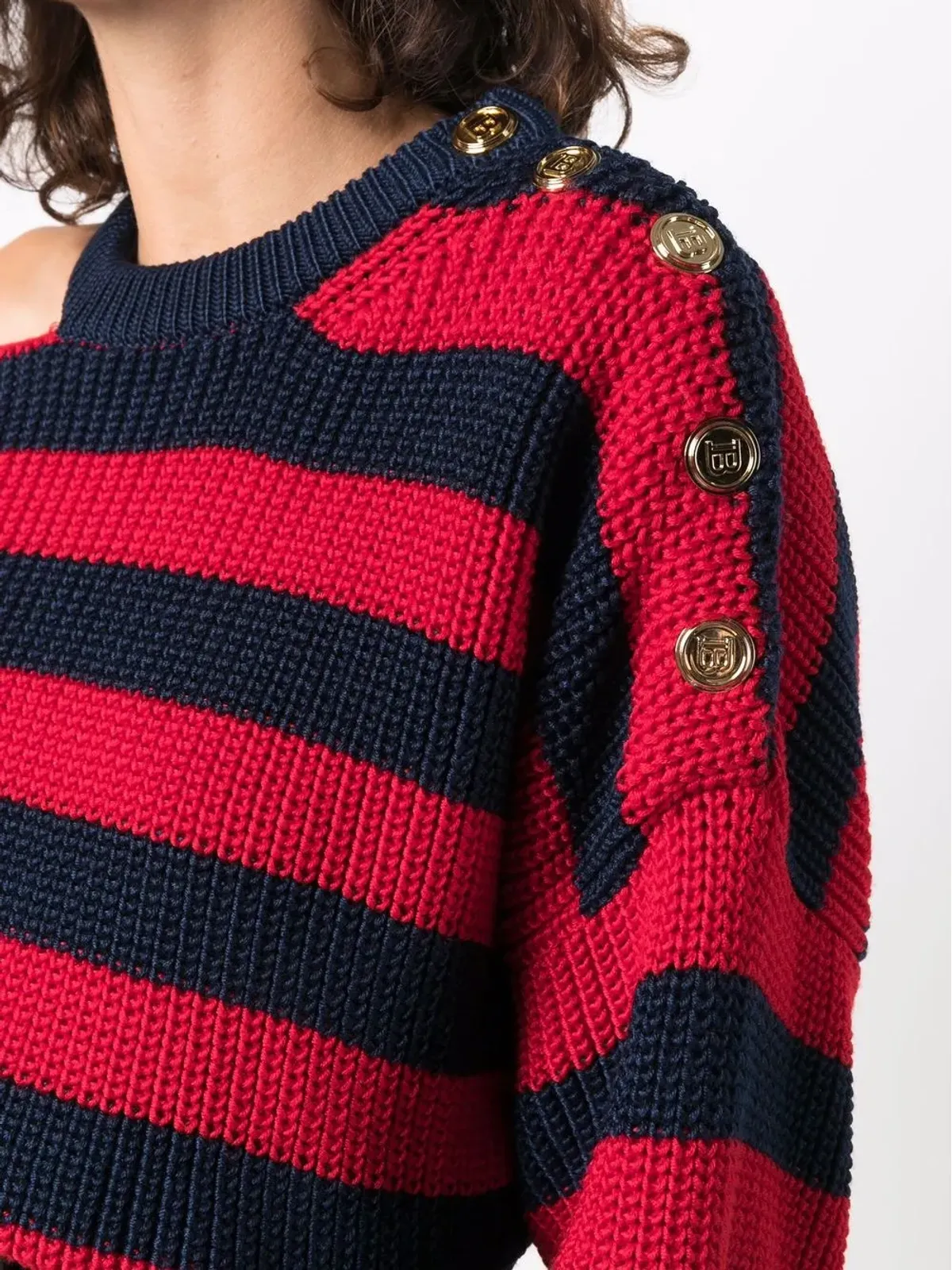 Balmain リブ編みストライプ柄ミニドレス - 画像5