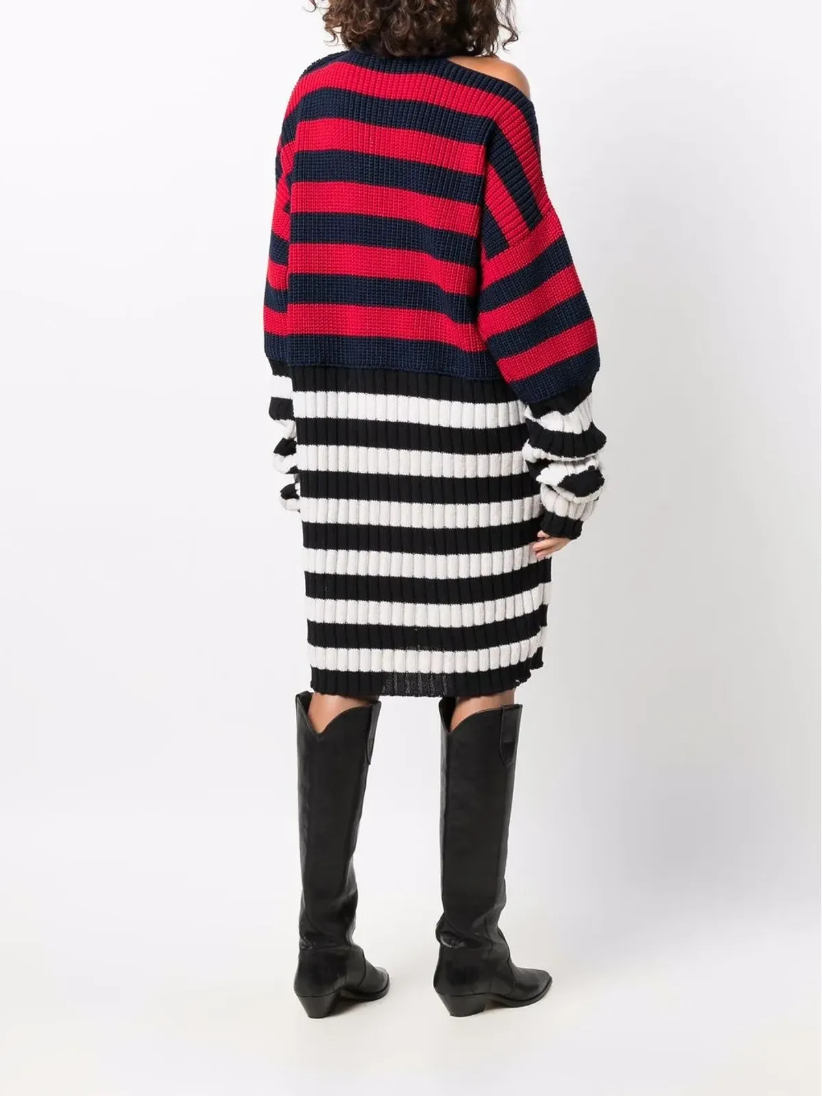Balmain リブ編みストライプ柄ミニドレス - 画像4