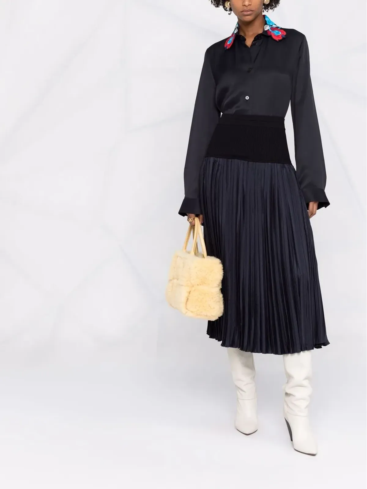 Jil Sander 花柄刺繍の襟付きサテンシャツ - 画像2