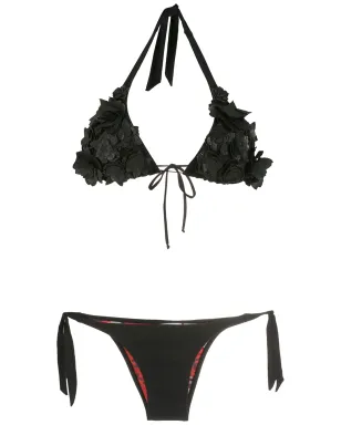 Amir Slama floral-detail triangle bikini set - Black - サムネイル1