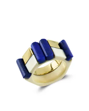 Pragnell Vintage 1941-1960 18K イエローゴールド レトロ フレンチ ラピスラズリ リング - サムネイル2