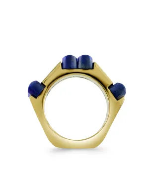 Pragnell Vintage 1941-1960 18K イエローゴールド レトロ フレンチ ラピスラズリ リング - サムネイル3