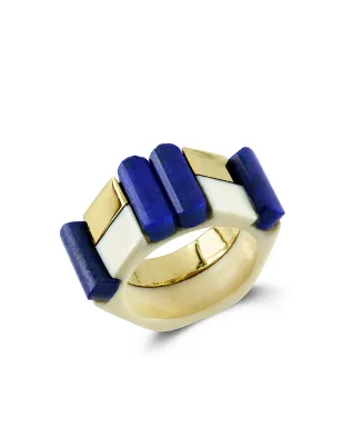 Pragnell Vintage 1941-1960 18K イエローゴールド レトロ フレンチ ラピスラズリ リング - サムネイル4