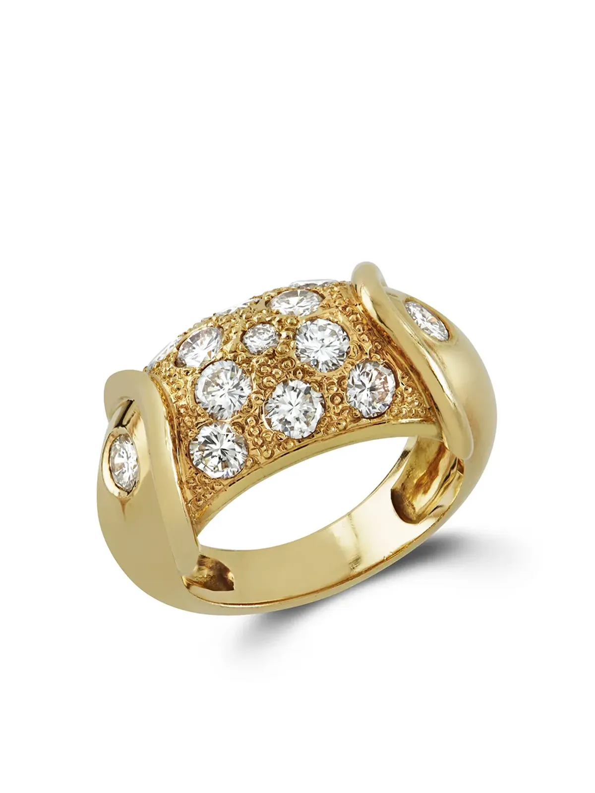 Pragnell Vintage 1941-1960年代 18kt イエローゴールド レトロ ダイヤモンド カクテルリング - 画像2