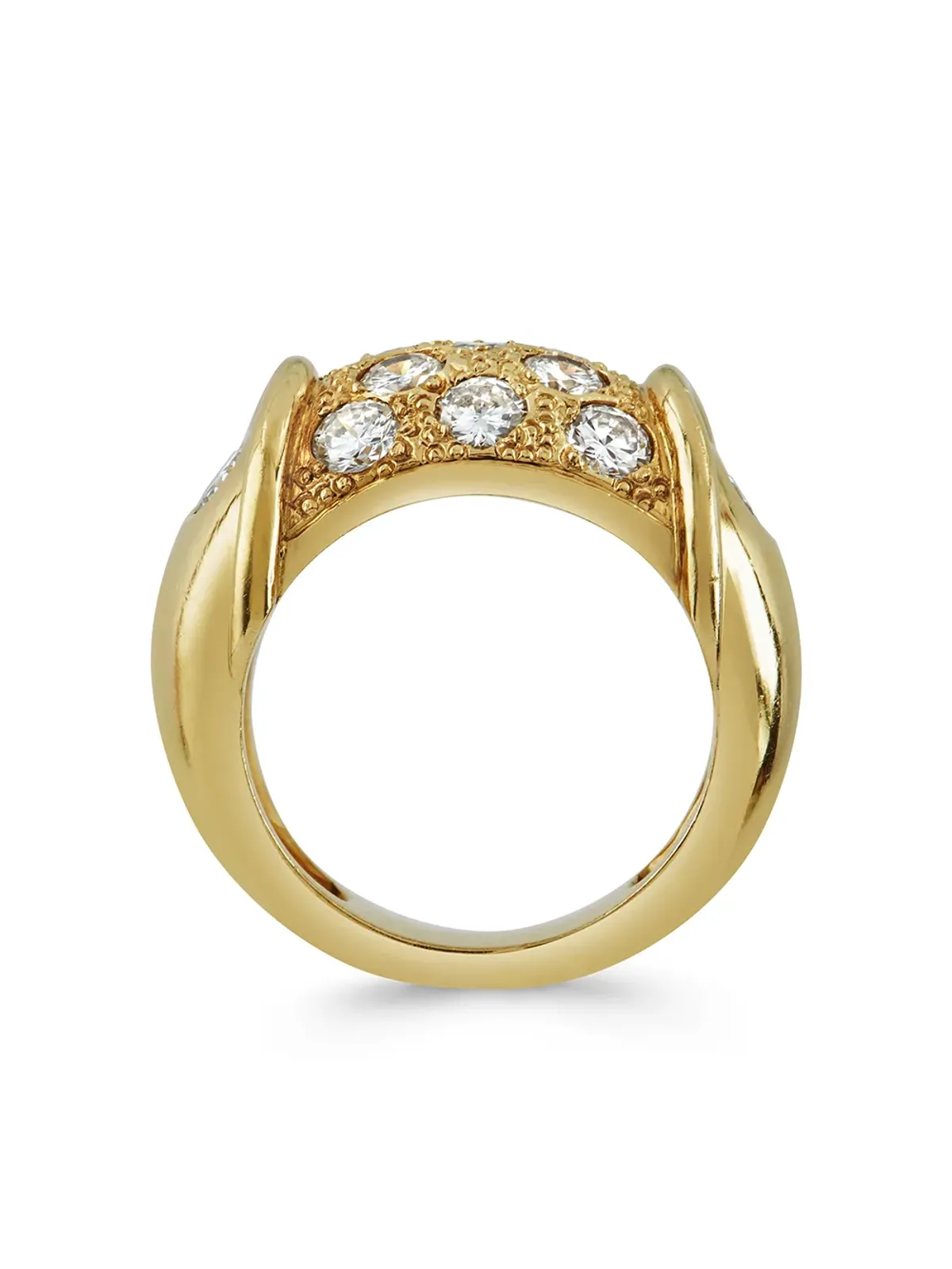 Pragnell Vintage 1941-1960年代 18kt イエローゴールド レトロ ダイヤモンド カクテルリング - 画像3