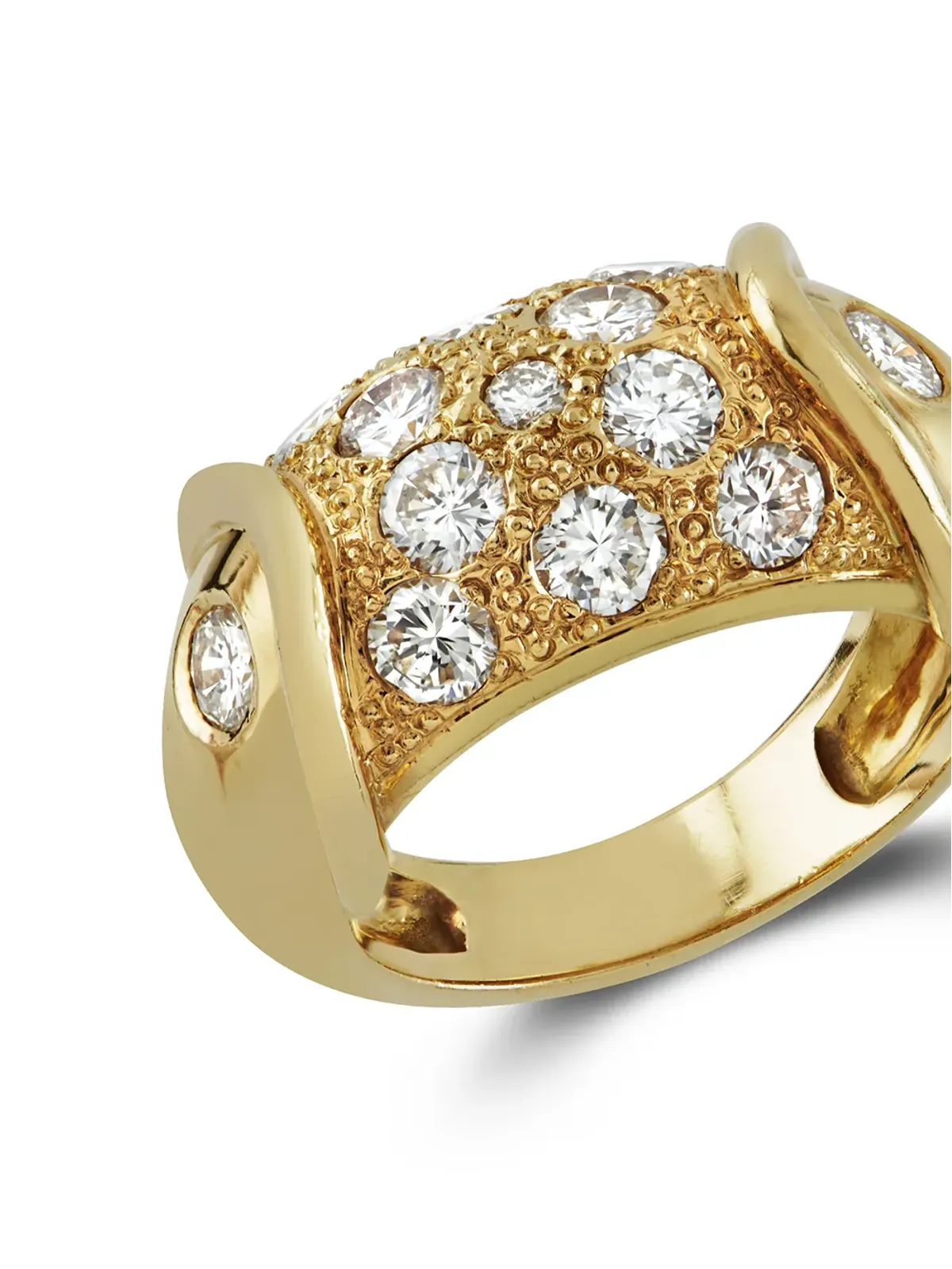 Pragnell Vintage 1941-1960年代 18kt イエローゴールド レトロ ダイヤモンド カクテルリング - 画像4