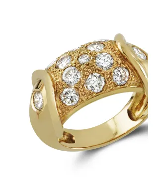 Pragnell Vintage 1941-1960年代 18kt イエローゴールド レトロ ダイヤモンド カクテルリング - サムネイル4