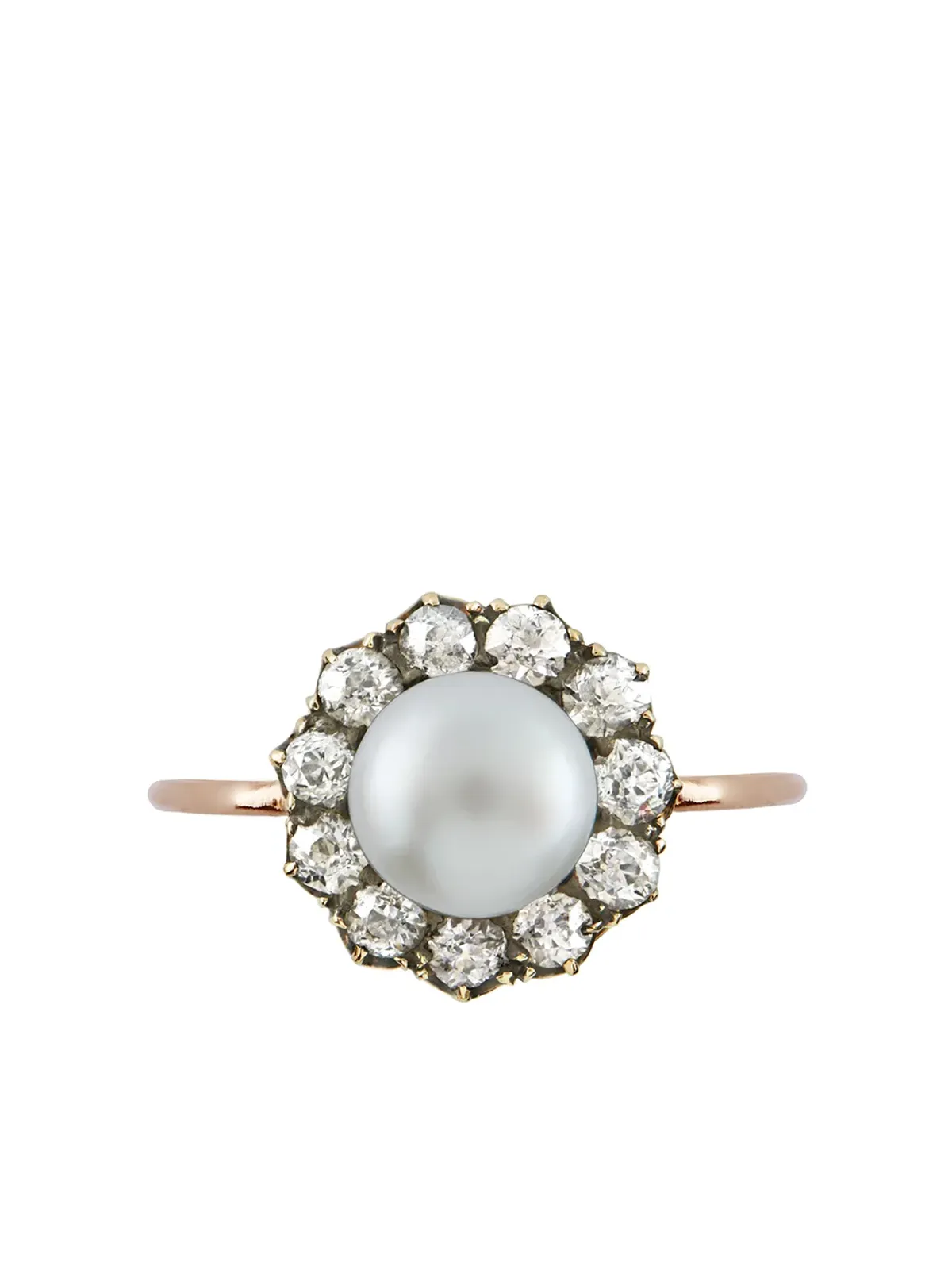 Pragnell Vintage 1837-1901 18kt イエローゴールド ヴィクトリアン パール ダイヤ リング - 画像1