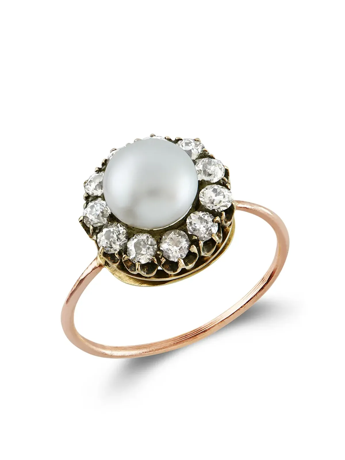 Pragnell Vintage 1837-1901 18kt イエローゴールド ヴィクトリアン パール ダイヤ リング - 画像2